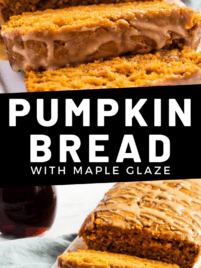 slices of pumpkin bread with maple glaze