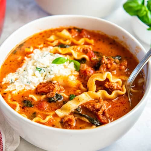 Easy Lasagna Soup with Sausage and Ricotta - Spoonful of Flavor