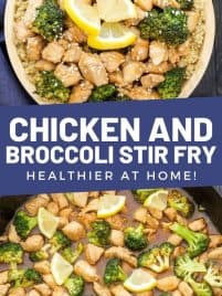 chicken and broccoli stir fry in a bowl