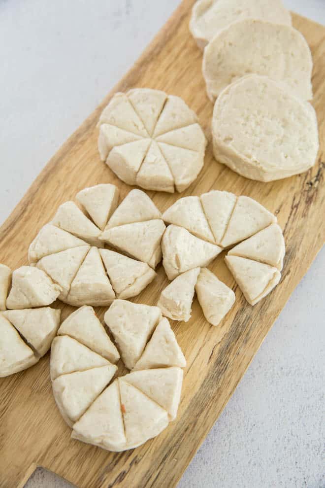 biscuits cut into dumplings