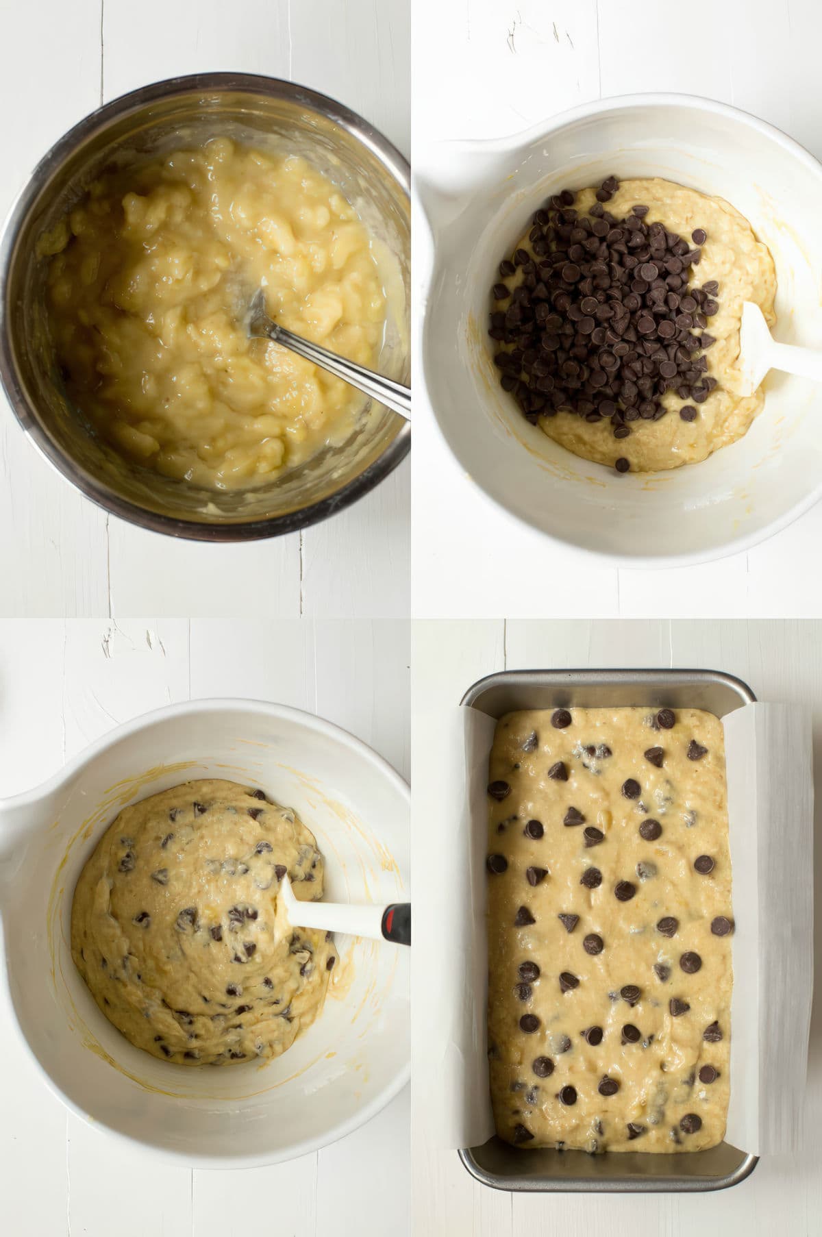 making banana bread process