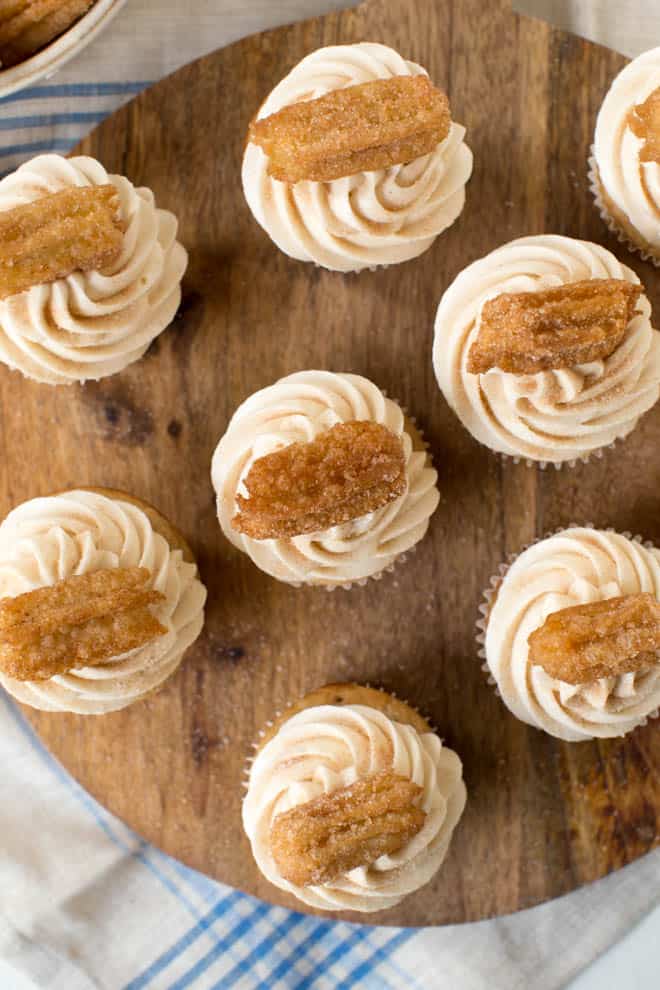 churros on top of cupcakes