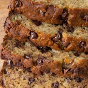 close up photo of slices of banana bread