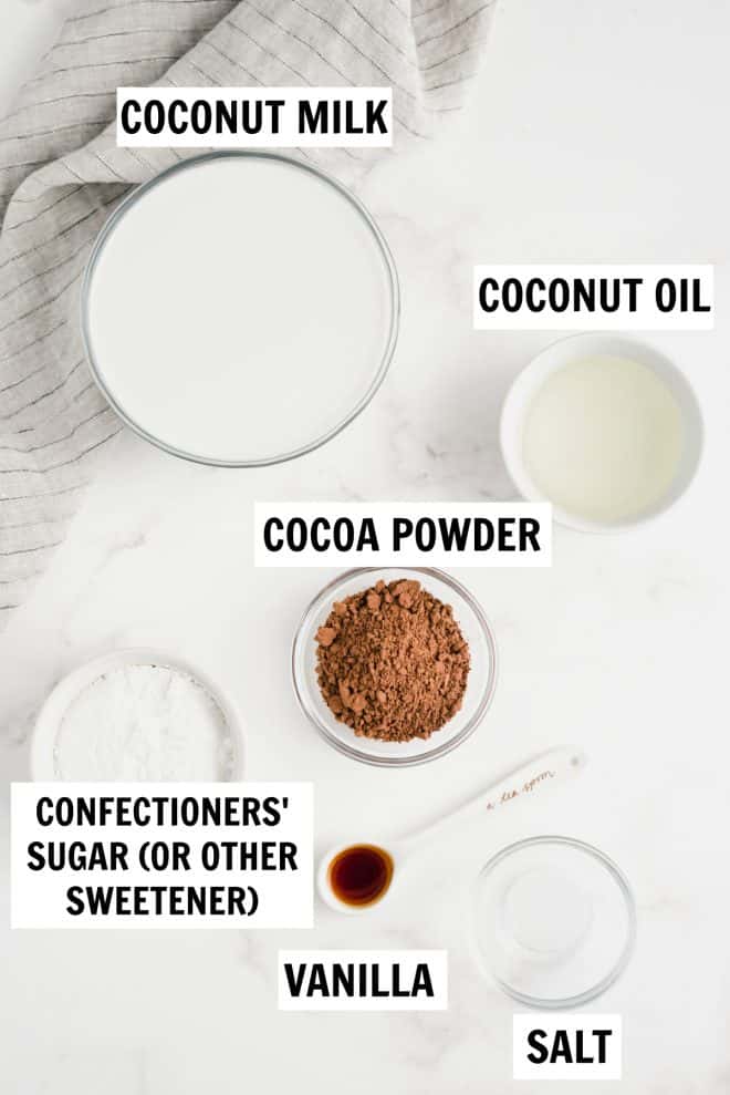 ingredients for chocolate coconut milk ice cream