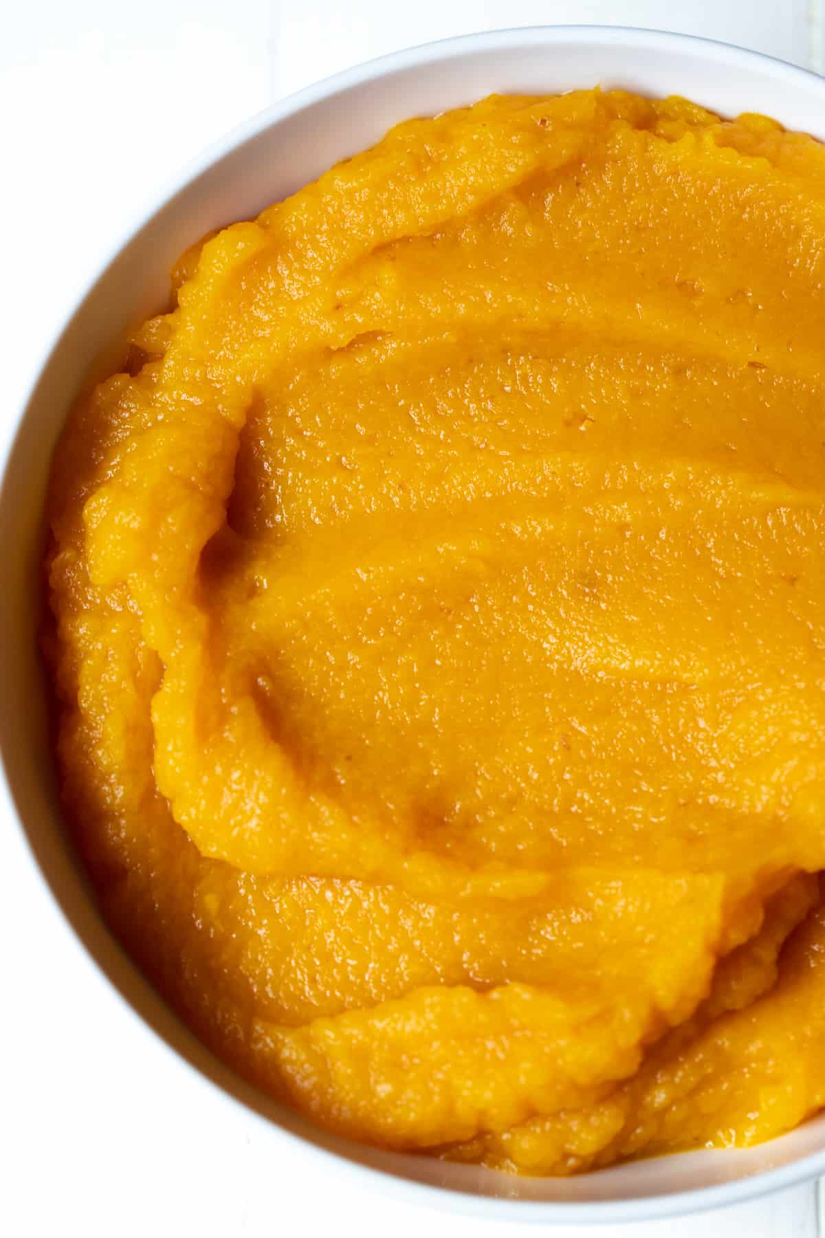 pumpkin puree in a white bowl