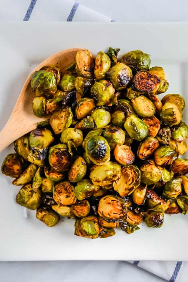 plate of roasted brussels sprouts