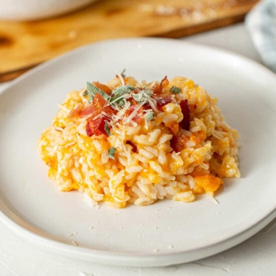 Pumpkin Risotto with Maple, Bacon and Sage