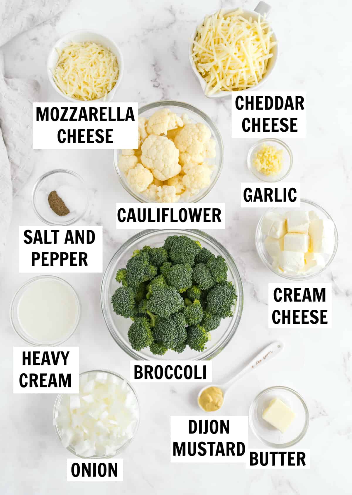 ingredients for broccoli and cauliflower casserole bake