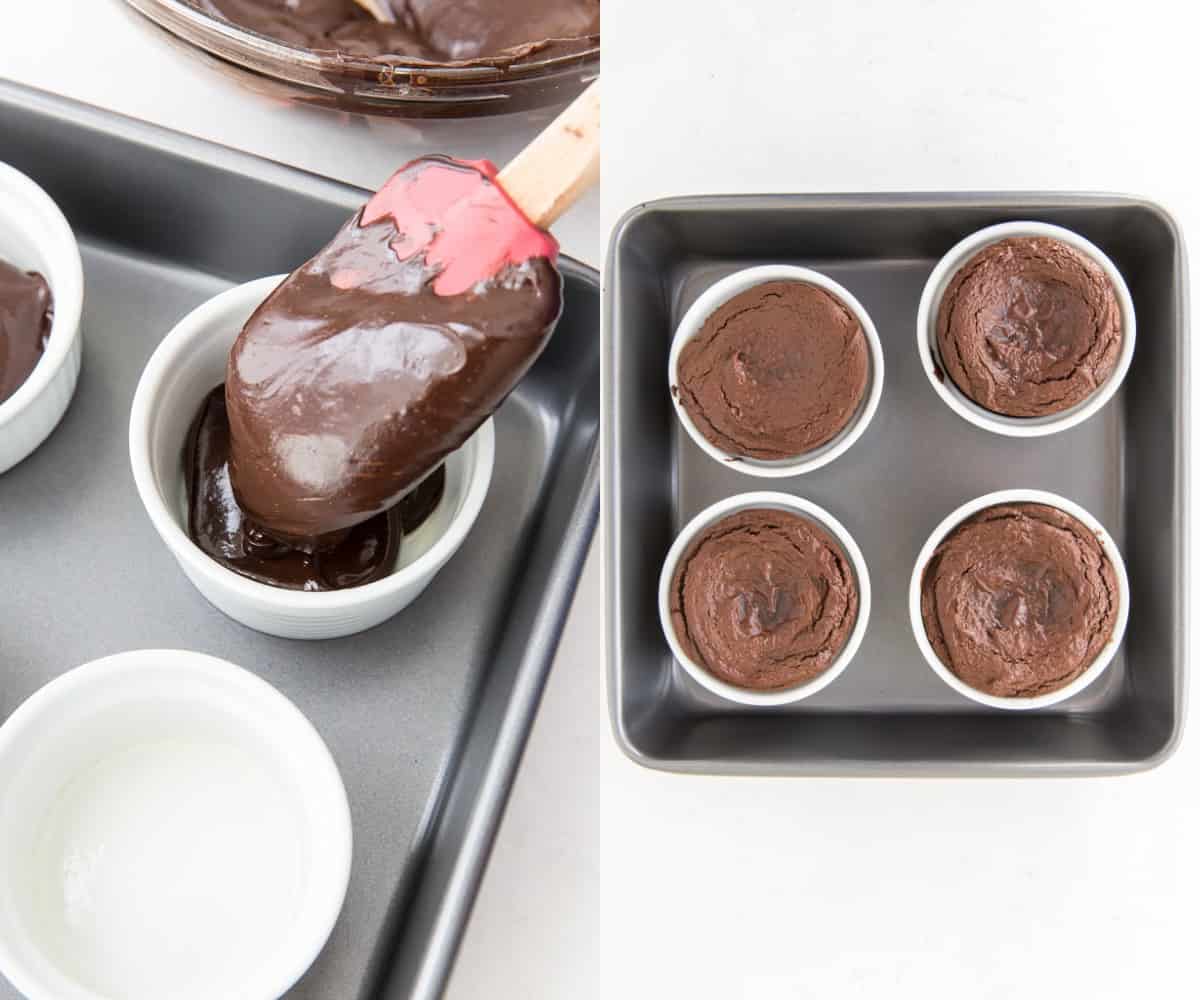 lava cakes before and after the oven