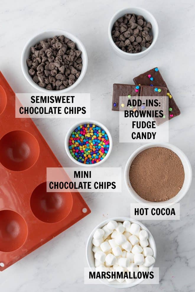 ingredients for hot cocoa bombs
