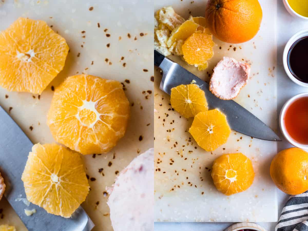 slices of orange on a cutting board