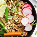 A bowl filled with instant pot pad thai