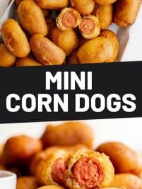 mini corn dogs on a pan