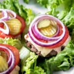 bunless burgers on a plate