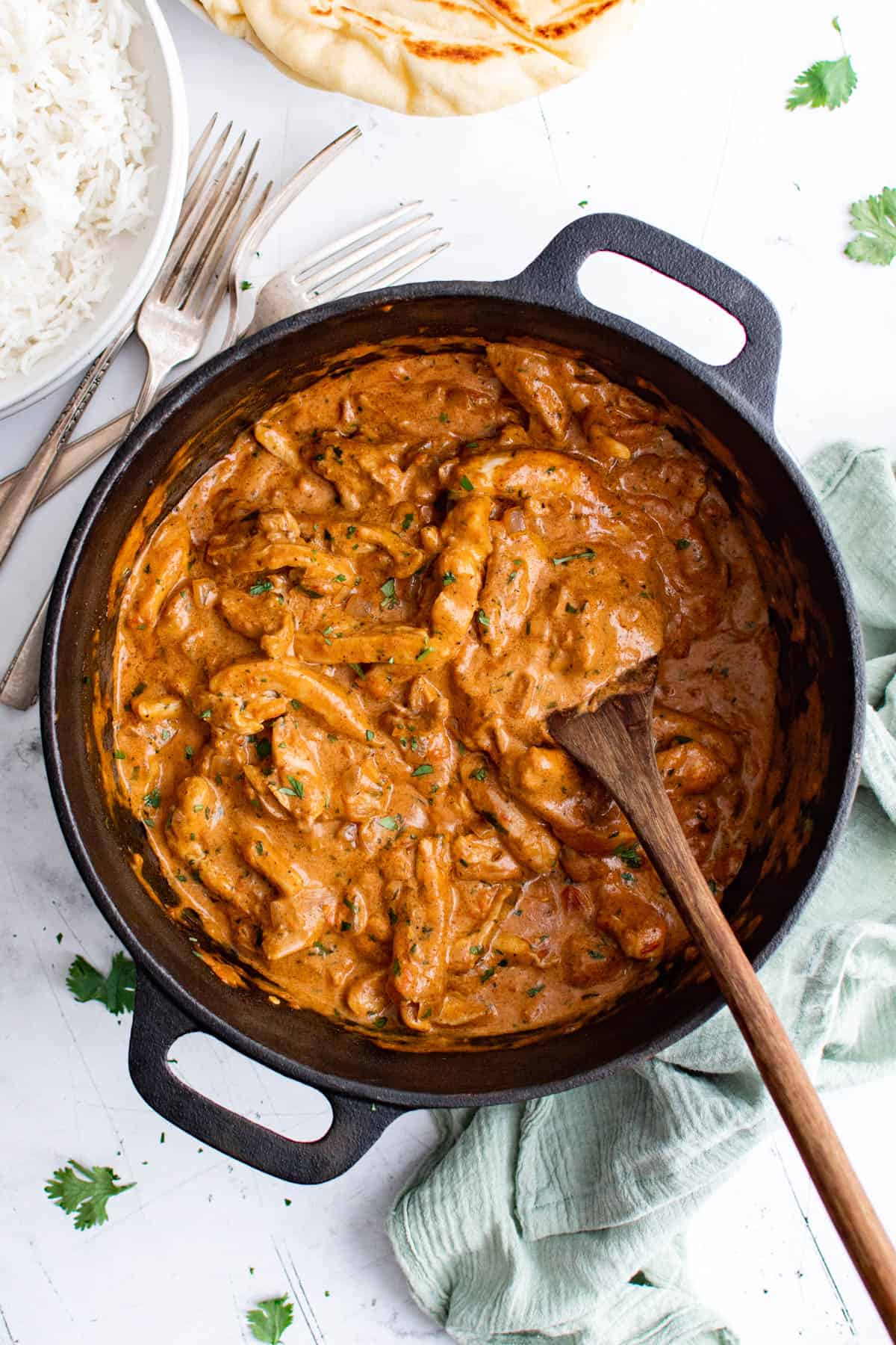 a pan of cooked butter chicken