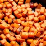 sweet potatoes cooked in a skillet