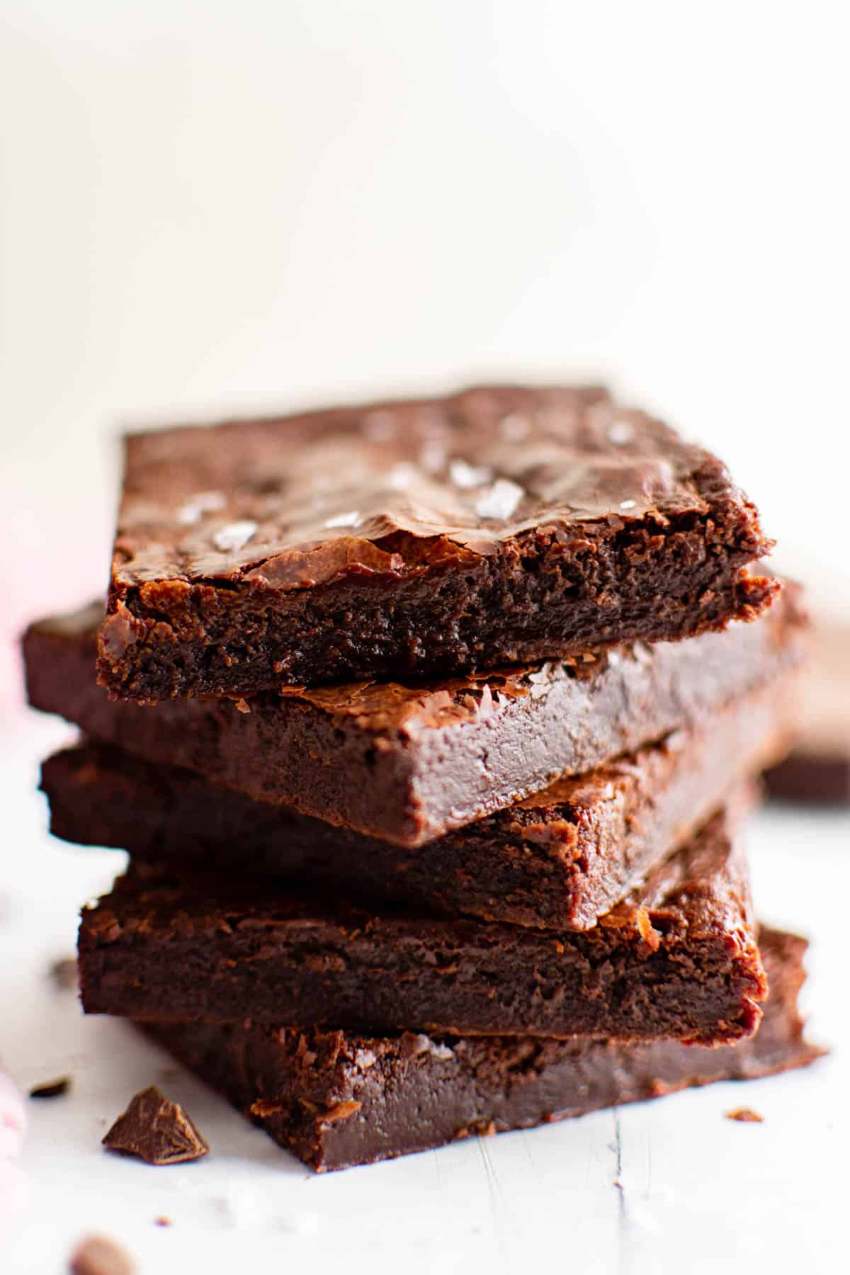 a stack of five brownies with no flour