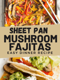 Cooked sheet pan mushroom fajitas.