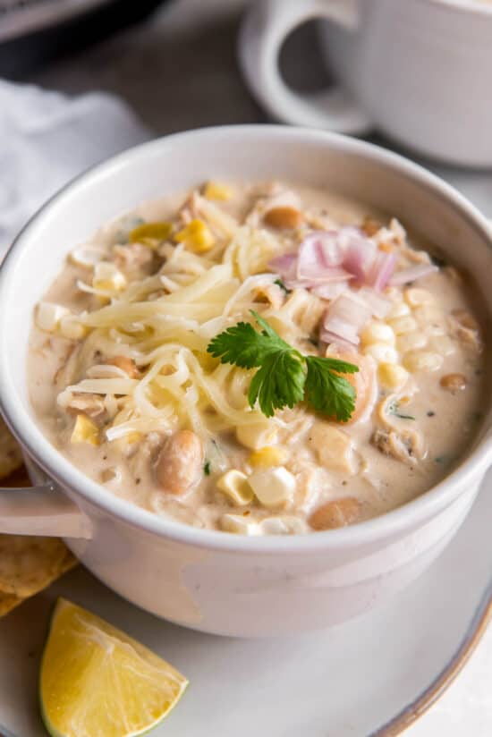 Crockpot Cream Cheese Chicken Chili