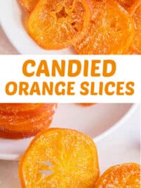 A plate filled with delicious candied orange slices.