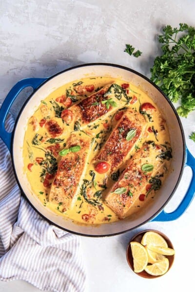 Creamy Tuscan Salmon Recipe with Spinach and Sun-Dried Tomatoes ...